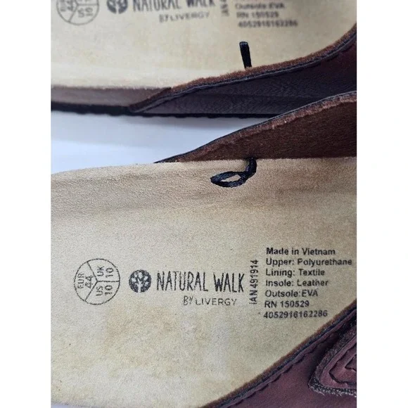 NATURAL WALK by Livergy Men's 2 Strap Buckle Brown Slip On Sandals Size 10 - Picture 10 of 10